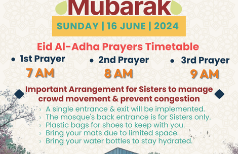 Eid al-Adha Prayer Timings for Leeds Grand Mosque